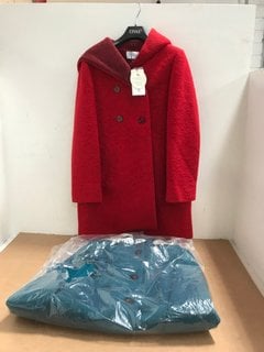 2 X CIVAS WOMENS LONGLINE HOODED COATS IN RED/TEAL - UK 10: LOCATION - J3