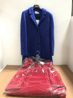 2 X CIVAS WOMENS LONGLINE COATS IN BLUE/RED - UK 12: LOCATION - J3