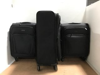 3 X ASSORTED JOHN LEWIS & PARTNERS FABRIC WHEELED SUITCASES IN BLACK: LOCATION - J4