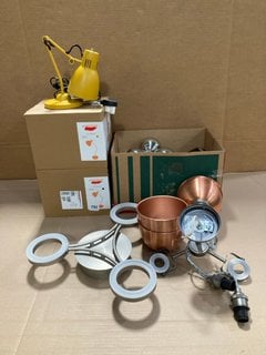 5 X ASSORTED JOHN LEWIS & PARTNERS LIGHTS TO INCLUDE BAMPTON SEMI FLUSH CEILING LIGHT IN COPPER: LOCATION - J5