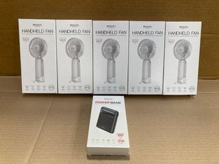 5 X YESIDO 3 IN 1 MULTIFUNCTIONAL HANDHELD FANS IN WHITE TO ALSO INCLUDE YESIDO LED TYPE-C USB POWER BANK: LOCATION - J7