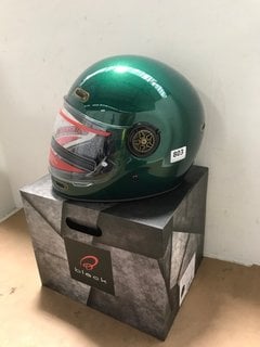 BLACK TRADING ORBIT FULL FACE MOTORCYCLE HELMET IN GLOSS SIERRA GREEN - SIZE XXL: LOCATION - J10