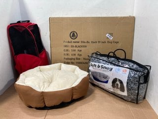 4 X PET ITEMS TO INCLUDE SOFT & SNUG 70CM DOG BED IN GREY: LOCATION - H3