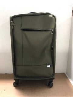 LARGE FABRIC WHEELED SUITCASE IN KHAKI: LOCATION - J13