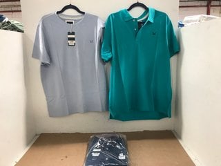 3 X ASSORTED CREW CLOTHING COMPANY ITEMS TO INCLUDE MELBURY POLO SOLID TOP IN TEAL - UK XXL: LOCATION - J15