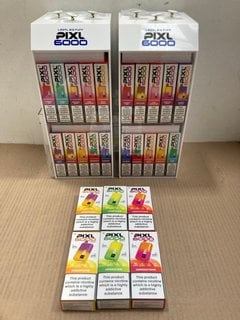 2 X BOXES OF ASSORTED PIXL 6000 PUFF 20MG DISPOSABLE VAPES IN VARIOUS FLAVOURS TO INCLUDE PINK LEMONADE - (PLEASE NOTE: 18+YEARS ONLY. ID MAY BE REQUIRED): LOCATION - E0