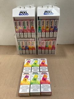 2 X BOXES OF ASSORTED PIXL 6000 PUFF 20MG DISPOSABLE VAPES IN VARIOUS FLAVOURS TO INCLUDE CHERRY POP - (PLEASE NOTE: 18+YEARS ONLY. ID MAY BE REQUIRED): LOCATION - E0