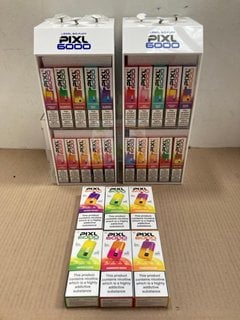 2 X BOXES OF ASSORTED PIXL 6000 PUFF 20MG DISPOSABLE VAPES IN VARIOUS FLAVOURS TO INCLUDE CHERRY POP - (PLEASE NOTE: 18+YEARS ONLY. ID MAY BE REQUIRED): LOCATION - E0