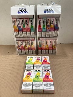 2 X BOXES OF ASSORTED PIXL 6000 PUFF 20MG DISPOSABLE VAPES IN VARIOUS FLAVOURS TO INCLUDE MANGO ICE - (PLEASE NOTE: 18+YEARS ONLY. ID MAY BE REQUIRED): LOCATION - E0