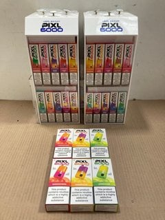 2 X BOXES OF ASSORTED PIXL 6000 PUFF 20MG DISPOSABLE VAPES IN VARIOUS FLAVOURS TO INCLUDE MANGO ICE - (PLEASE NOTE: 18+YEARS ONLY. ID MAY BE REQUIRED): LOCATION - E0