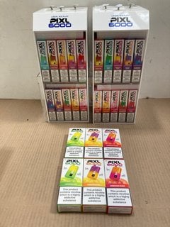 2 X BOXES OF ASSORTED PIXL 6000 PUFF 20MG DISPOSABLE VAPES IN VARIOUS FLAVOURS TO INCLUDE JUICY PEACH - (PLEASE NOTE: 18+YEARS ONLY. ID MAY BE REQUIRED): LOCATION - E0