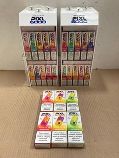 2 X BOXES OF ASSORTED PIXL 6000 PUFF 20MG DISPOSABLE VAPES IN VARIOUS FLAVOURS TO INCLUDE CHERRY POP - (PLEASE NOTE: 18+YEARS ONLY. ID MAY BE REQUIRED): LOCATION - E0