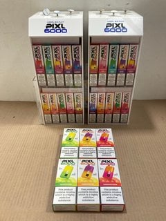 2 X BOXES OF ASSORTED PIXL 6000 PUFF 20MG DISPOSABLE VAPES IN VARIOUS FLAVOURS TO INCLUDE COLA LIME - (PLEASE NOTE: 18+YEARS ONLY. ID MAY BE REQUIRED): LOCATION - E0