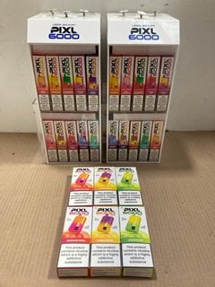 2 X BOXES OF ASSORTED PIXL 6000 PUFF 20MG DISPOSABLE VAPES IN VARIOUS FLAVOURS TO INCLUDE FRESH MINT - (PLEASE NOTE: 18+YEARS ONLY. ID MAY BE REQUIRED): LOCATION - E0