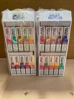 2 X BOXES OF ASSORTED PIXL 6000 PUFF 20MG DISPOSABLE VAPES IN VARIOUS FLAVOURS TO INCLUDE BLUEBERRY RASPBERRY - (PLEASE NOTE: 18+YEARS ONLY. ID MAY BE REQUIRED): LOCATION - E0