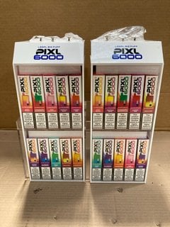 2 X BOXES OF ASSORTED PIXL 6000 PUFF 20MG DISPOSABLE VAPES IN VARIOUS FLAVOURS TO INCLUDE STRAWBERRY WATERMELON - (PLEASE NOTE: 18+YEARS ONLY. ID MAY BE REQUIRED): LOCATION - E0