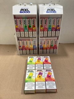 2 X BOXES OF ASSORTED PIXL 6000 PUFF 20MG DISPOSABLE VAPES IN VARIOUS FLAVOURS TO INCLUDE PINK LEMONADE - (PLEASE NOTE: 18+YEARS ONLY. ID MAY BE REQUIRED): LOCATION - E0