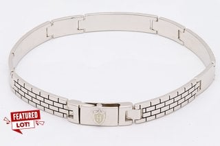 HOXTON LONDON MENS BRICK PATTERNED SILVER BAR LINK BRACELET - RRP £288: LOCATION - FRONT BOOTH