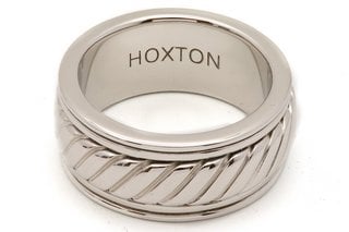 HOXTON LONDON MENS TWIST SPINNING SILVER RING - RRP £146: LOCATION - FRONT BOOTH