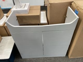 (COLLECTION ONLY) FLOOR STANDING 2 DOOR 2 DRAWER SEMI RECESSED SINK UNIT IN MATT PEARL GREY 800 X 310 X 820MM - RRP £320: LOCATION - A2