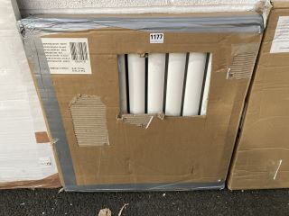 WHITE HORIZONTAL DOUBLE OVAL TUBED RADIATOR 590 X 600MM RRP £360: LOCATION - A9