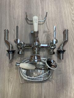 TRADITIONAL DECK MOUNTED BSM IN CHROME WITH TRADITIONAL SHOWER HANDSET AND HOSE RRP £405: LOCATION - R1