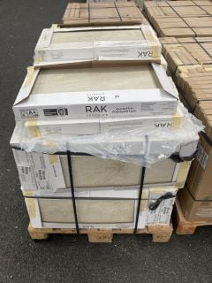 (COLLECTION ONLY) PALLET OF RAK INTERNAL/EXTERNAL GRADE (FREEZE THAW FROST RESISTANT PORCELAIN TILES) 600 X 300MM IN CALCITE STONE APPROX 51M SQ IN TOTAL APPROX 1175KG IN WEIGHT RRP £4162 HEAVY ITEM