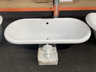 1685 X 740MM TRADITIONAL ROLL TOPPED DOUBLE ENDED BATH IN BLACK WITH A SET OF WHITE CLAW & BALL FEET - RRP £1099: LOCATION - B3