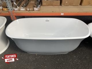 1700 X 780MM MODERN TWIN SKINNED DOUBLE ENDED FREESTANDING BATH IN GLOSS PEARL GREY WITH INTEGRAL CHROME SPRUNG WASTE & OVERFLOW - RRP £1479: LOCATION - B3