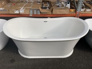 1680 X 860MM MODERN TWIN SKINNED DOUBLE ENDED SLIPPER STYLE BATH WITH INTEGRAL CHROME SPRUNG WASTE AND OVERFLOW WITH REPAIRABLE CHIP TO FRONT OUTER BOTTOM EDGE RRP £1389: LOCATION - B4