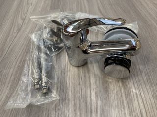 MONO BASIN MIXER TAP WITH CHROME SPRUNG WASTE RRP £195: LOCATION - R2