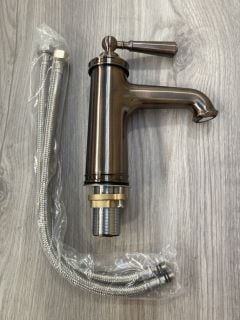 TRADITIONAL LEVER ACTION MONO BASIN MIXER TAP IN OIL RUBBED BRONZE RRP £240: LOCATION - R2