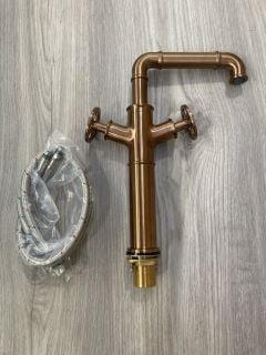 INDUSTRIAL STYLE HIGH MONO BASIN MIXER TAP IN COPPER RRP £270: LOCATION - R2