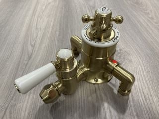 TRADITIONAL EXPOSED SHOWER VALVE IN BRUSHED BRASS RRP £455: LOCATION - R2