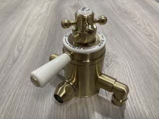 TRADITIONAL EXPOSED SHOWER VALVE IN BRUSHED BRASS RRP £455: LOCATION - R2