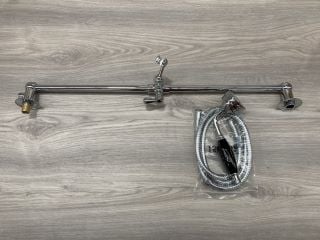 TRADITIONAL SHOWER SLIDE RAIL KIT IN CHROME AND BLACK WITH HANDSET AND HOSE RRP £195: LOCATION - R2