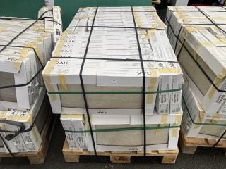 (COLLECTION ONLY) PALLET OF RAK INTERNAL/EXTERNAL GRADE (FREEZE THAW FROST RESISTANT PORCELAIN TILES) 600 X 300MM IN WHITE STONE APPROX 43M SQ IN TOTAL APPROX 1000KG IN WEIGHT RRP £3542 HEAVY ITEM AD