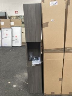 (COLLECTION ONLY) FLOOR STANDING 2 DOOR WITH OPEN SHELF TALL TOWEL UNIT IN BODEGA GREY 1810 X 300 X 340MM RRP £595: LOCATION - A5