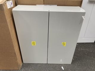 WALL HUNG 2 DOOR BATHROOM CABINET IN GLOSS PEARL GREY 600 X 660 X 180MM RRP £285: LOCATION - A7