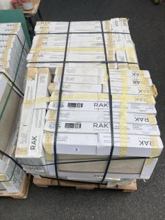 (COLLECTION ONLY) PALLET OF RAK INTERNAL/EXTERNAL GRADE (FREEZE THAW FROST RESISTANT PORCELAIN TILES) 600 X 300MM IN WHITE STONE APPROX 43M SQ IN TOTAL APPROX 1000KG IN WEIGHT RRP £3542 HEAVY ITEM AD