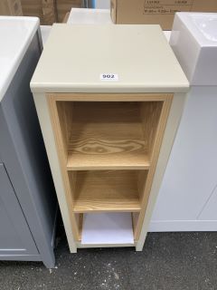 (COLLECTION ONLY) FLOOR STANDING OPEN SHELF UNIT IN IVORY AND OAK 305 X 330 X 810MM RRP £287: LOCATION - A5