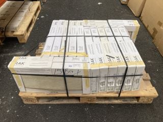 (COLLECTION ONLY) PALLET OF RAK INTERNAL/EXTERNAL GRADE (FREEZE THAW RESISTANT PORCELAIN TILES) 600 X 300MM IN CALCITE STONE APPROX 16M SQ IN TOTAL APPROX 375KG IN WEIGHT RRP £1328 HEAVY ITEM ADEQUAT