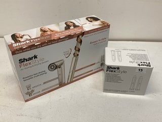 SHARK FLEX-STYLE 4-IN-1 STYLER & HAIR DRYER IN STONE WITH BOX OF 2 SHARK FLEX-STYLE 25MM AUTO-WRAP CURLERS - MODEL HD435SLUK - RRP £269: LOCATION - BOOTH