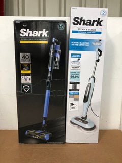 SHARK CORDLESS ANTI HAIR WRAP VACUUM MODEL: IZ202UK TO INCLUDE SHARK STEAM & SCRUB MOP MODEL: S6002UK: LOCATION - WA6