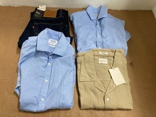 QTY OF ASSORTED CLOTHING ITEMS TO INCLUDE LEVI'S 555 RELAXED STRAIGHT TROUSERS IN BLUE UK SIZE 31 WAIST AND 30 LENGTH: LOCATION - WA8