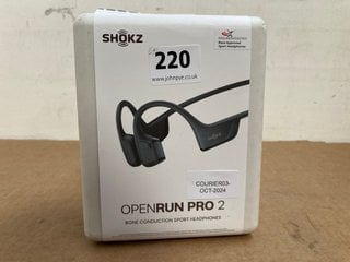 SHOKZ OPENRUN PRO 2 SPORT HEADPHONES IN BLACK - MODEL: SHOKZ S820 - RRP: £169: LOCATION - WA10