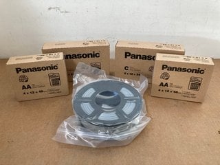 4 X BOXES OF PANASONIC AA BATTERIES TO INCLUDE SUNLU 3D PRINTING FILAMENT: LOCATION - A15