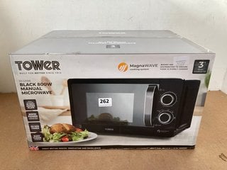 TOWER MAGNA WAVE COOKING SYSTEM 20L 800W MANUAL MICROWAVE IN BLACK (SEALED) - MODEL NO T2404BLK: LOCATION - A15