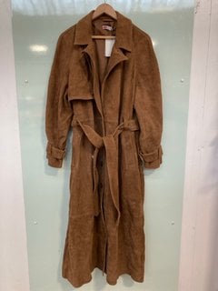 JOHN LEWIS & PARTNERS WOMENS SUKI SUEDE TRENCH COAT IN BROWN - SIZE UK 18 - RRP £399: LOCATION - A14