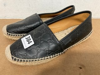 GUCCI WOMENS LEATHER ESPADRILLES IN BLACK - SIZE UK 5: LOCATION - A9